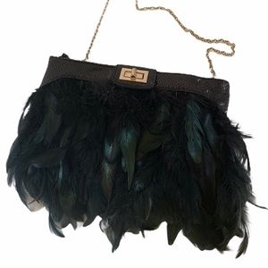 ALDO FEATHER EVENING BAG CLUTCH FEATHERED FORMAL